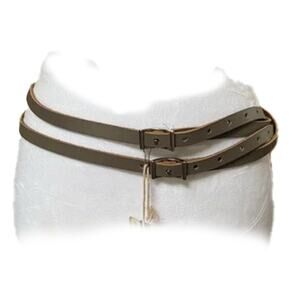 Aventura Double Wrap Skinny Belt braided Buckle Latte Gray Large
